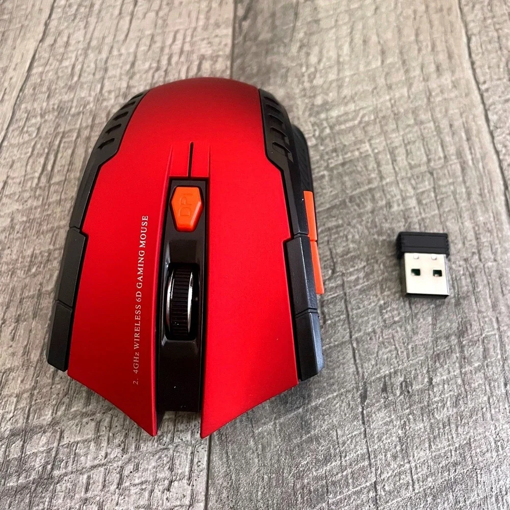 2.4GHz Wireless 6D Gaming Mouse Red‎ Black with USB Nano Receiver Adjustable DPI